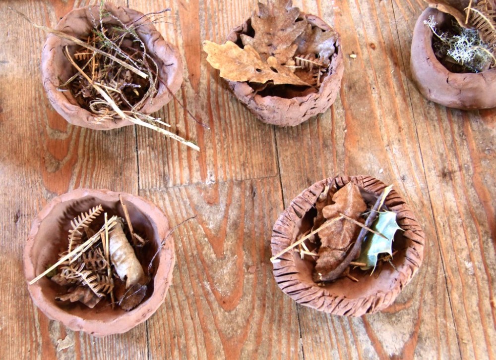 In each bowl, each child carefully selected flora and findings from Drummin Bog.