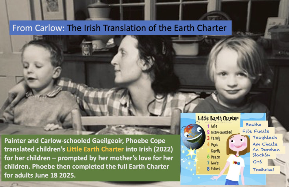 Committee Member of The Drummin Bog project who translated the Earth Charter into Irish, for The Drummin Bog project and Irish people everywhere.